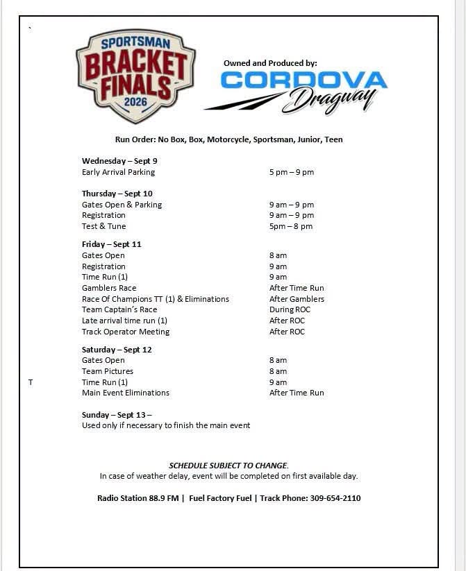 BRACKET FINALS INFO